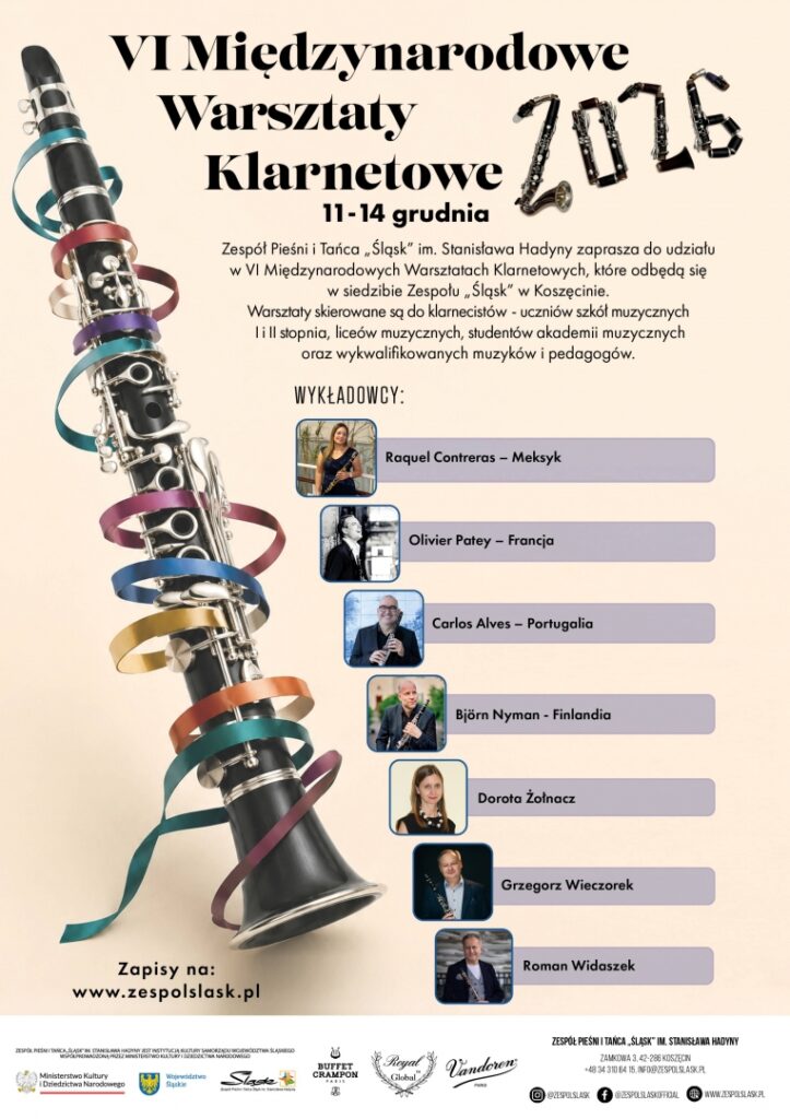 VI Międzynarodowe Warsztaty Klarnetowe - Koszęcin, 11-14 grudnia 2026 r.